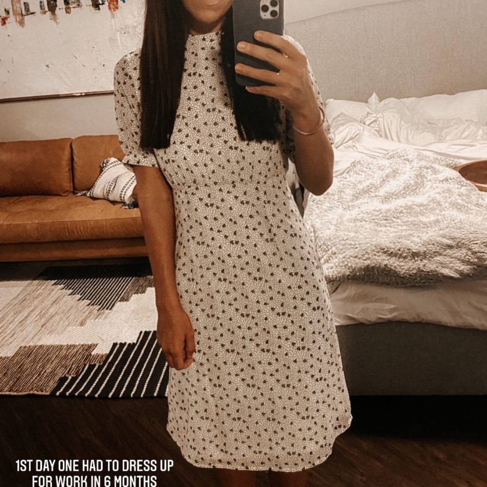 Vila
tea dress with puff sleeves in cream floral ASOS